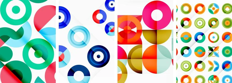 Round geometric elements and circles in background design for wallpaper イラスト素材