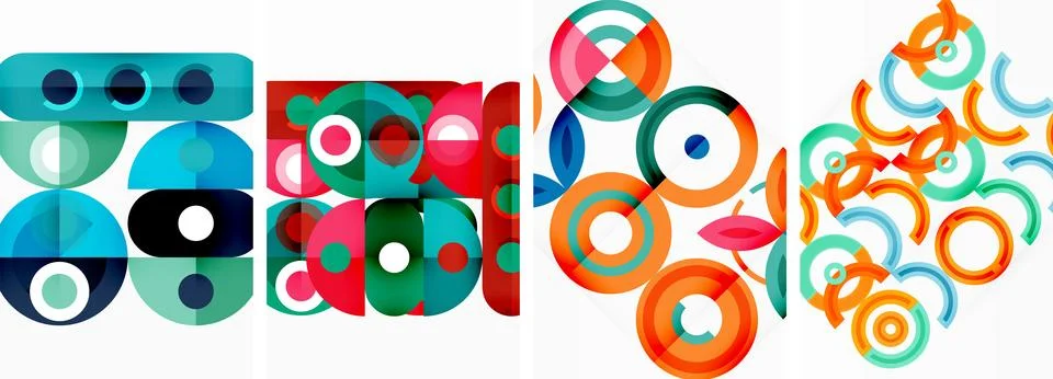 Round geometric elements and circles in background design for wallpaper Stock Illustration