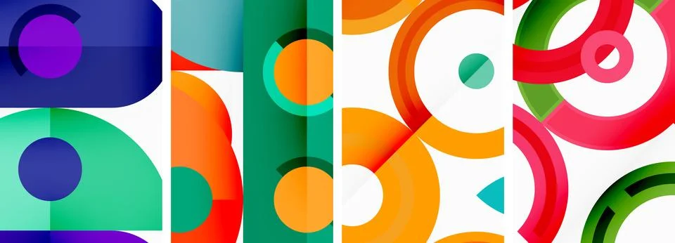 Round geometric elements and circles in background design for wallpaper Stock Illustration