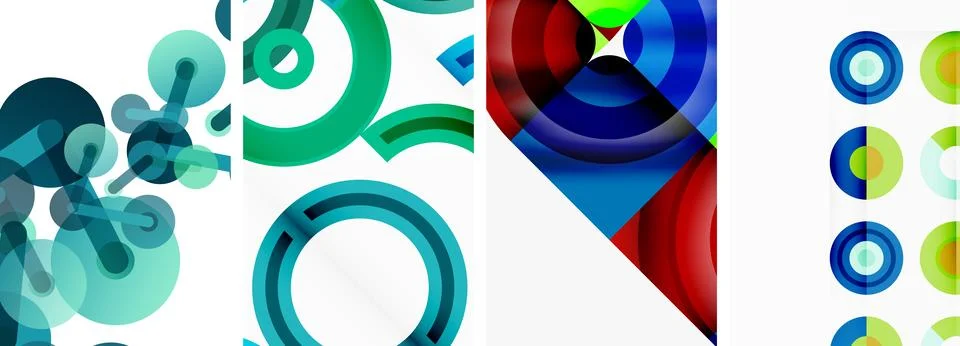 Round geometric elements and circles in background design for wallpaper Stock Illustration