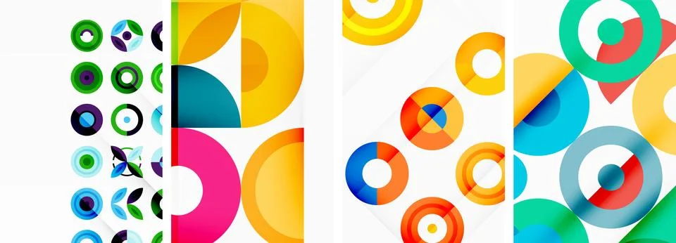 Round geometric elements and circles in background design for wallpaper Illustrazione stock