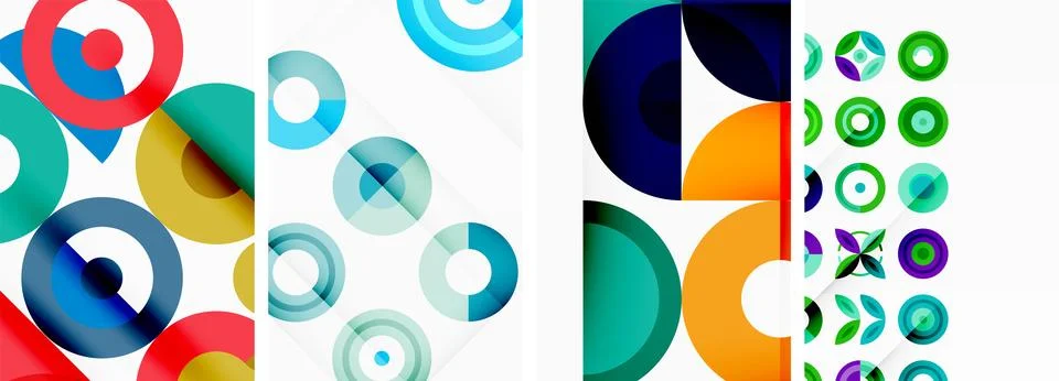 Round geometric elements and circles in background design for wallpaper Illustrazione stock