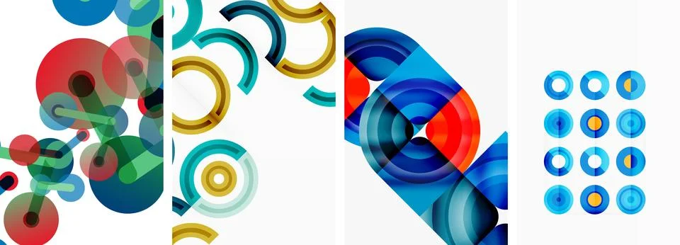 Round geometric elements and circles in background design for wallpaper Stockillustratie