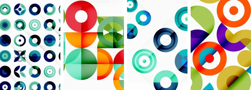 Round geometric elements and circles in background design for wallpaper イラスト素材