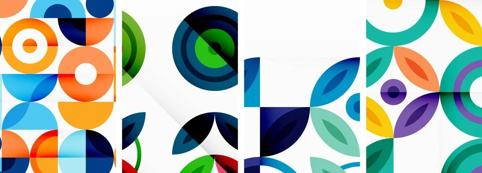 Round geometric elements and circles in background design for wallpaper Stock Illustration