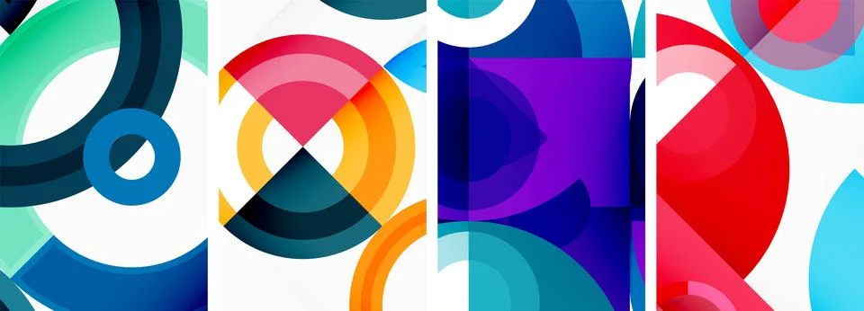 Round geometric elements and circles in background design for wallpaper Stock Illustration