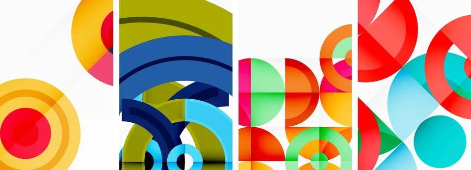 Round geometric elements and circles in background design for wallpaper Stock Illustration