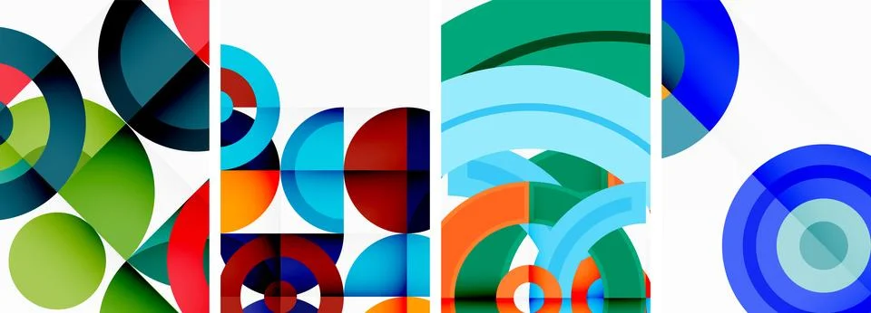 Round geometric elements and circles in background design for wallpaper Stock Illustration