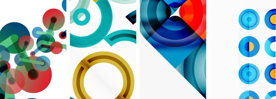Round geometric elements and circles in background design for wallpaper Illustrazione stock