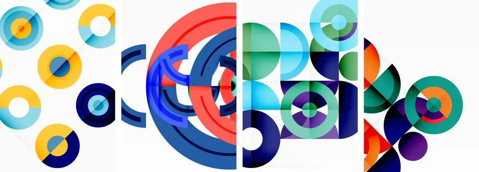 Round geometric elements and circles in background design for wallpaper イラスト素材