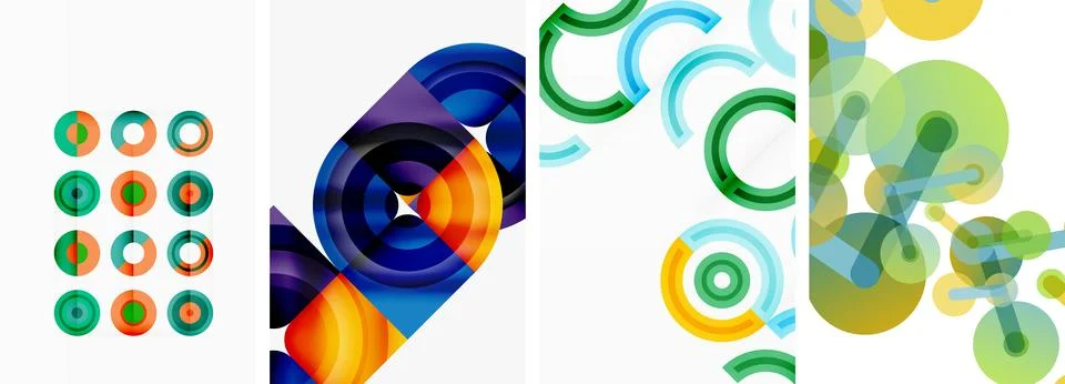 Round geometric elements and circles in background design for wallpaper Stock Illustration