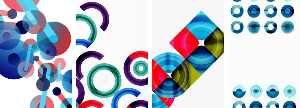 Round geometric elements and circles in background design for wallpaper Illustrazione stock