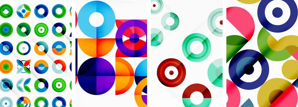 Round geometric elements and circles in background design for wallpaper Stock Illustration