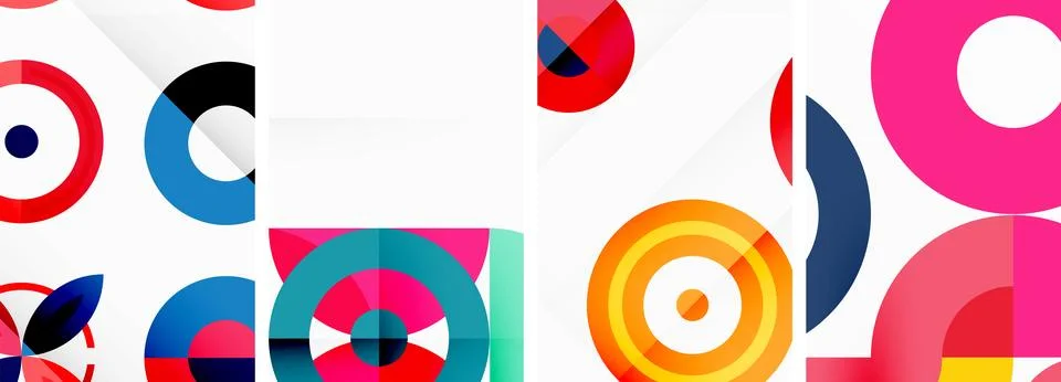 Round geometric elements and circles in background design for wallpaper Stock Illustration