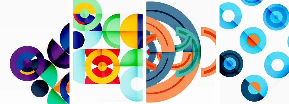 Round geometric elements and circles in background design for wallpaper Illustrazione stock