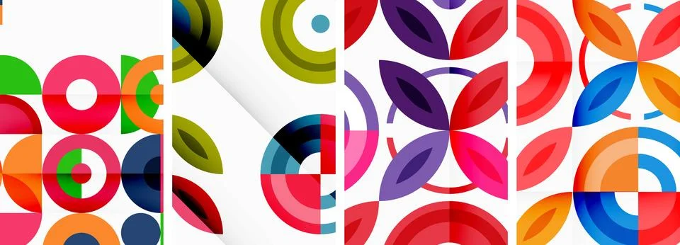 Round geometric elements and circles in background design for wallpaper Stock Illustration