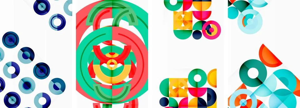 Round geometric elements and circles in background design for wallpaper イラスト素材