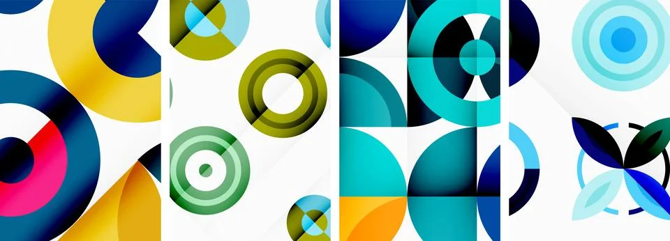 Round geometric elements and circles in background design for wallpaper イラスト素材