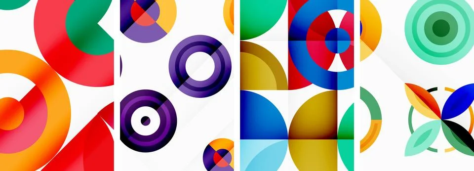 Round geometric elements and circles in background design for wallpaper Illustrazione stock