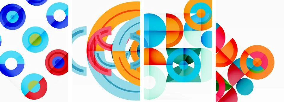 Round geometric elements and circles in background design for wallpaper Stock Illustration