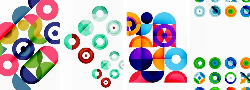 Round geometric elements and circles in background design for wallpaper Illustrazione stock