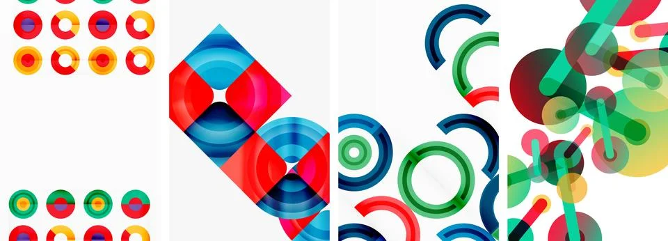 Round geometric elements and circles in background design for wallpaper Stock Illustration