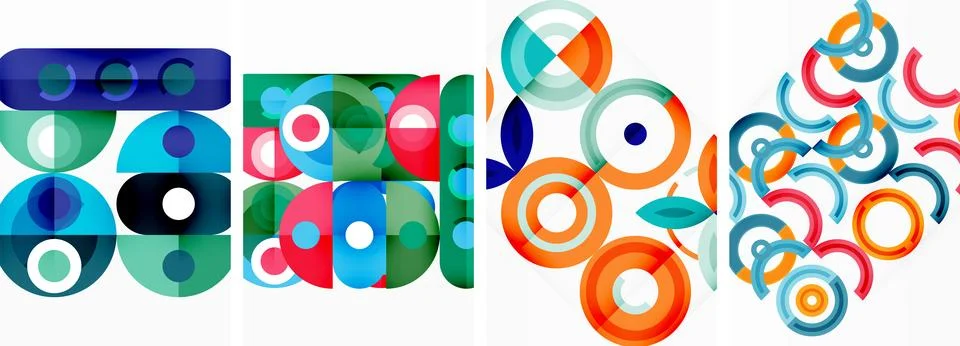 Round geometric elements and circles in background design for wallpaper イラスト素材