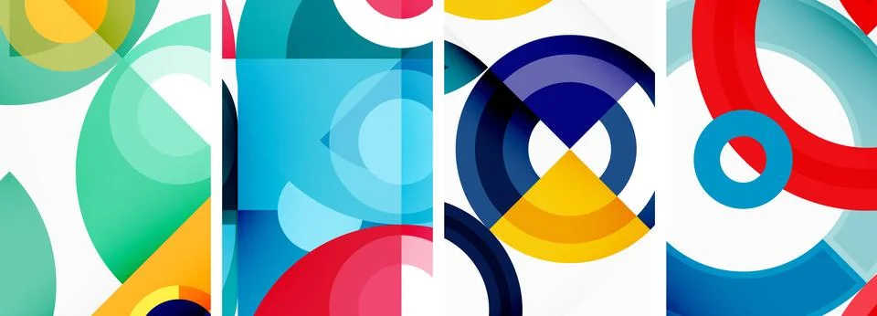 Round geometric elements and circles in background design for wallpaper Illustrazione stock