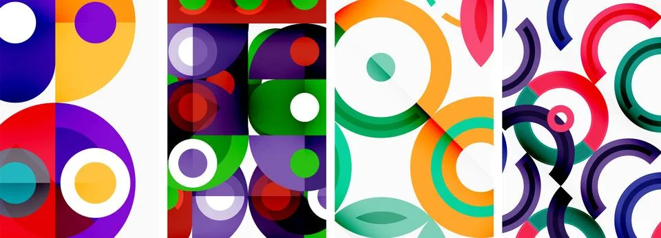 Round geometric elements and circles in background design for wallpaper Stock Illustration