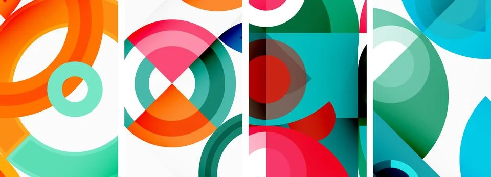 Round geometric elements and circles in background design for wallpaper Stock Illustration