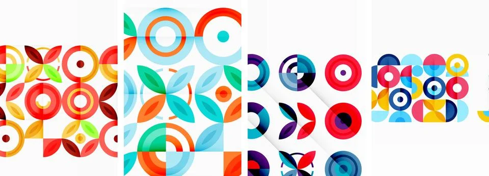 Round geometric elements and circles in background design for wallpaper Illustrazione stock