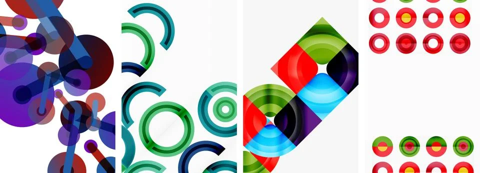 Round geometric elements and circles in background design for wallpaper Stock Illustration