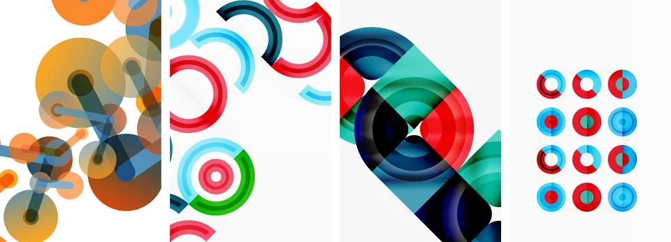 Round geometric elements and circles in background design for wallpaper 库存插图