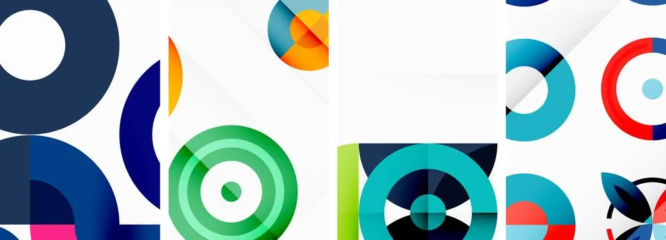 Round geometric elements and circles in background design for wallpaper Stock Illustration