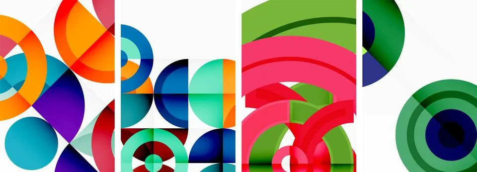 Round geometric elements and circles in background design for wallpaper Stock Illustration