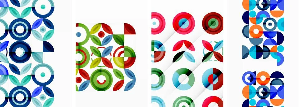 Round geometric elements and circles in background design for wallpaper Illustrazione stock
