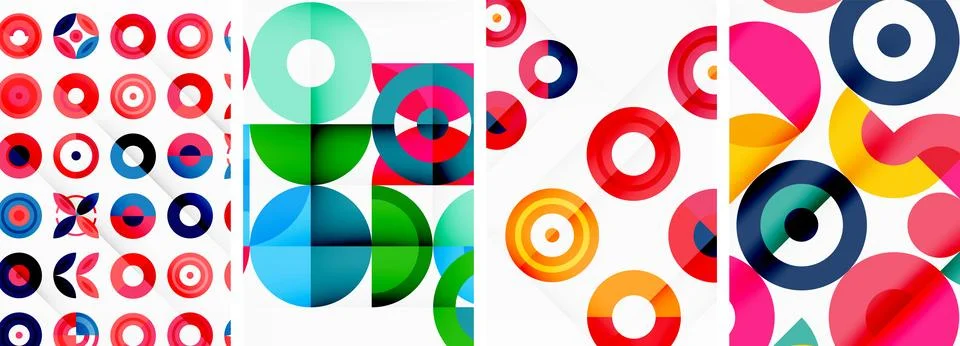 Round geometric elements and circles in background design for wallpaper Stock Illustration