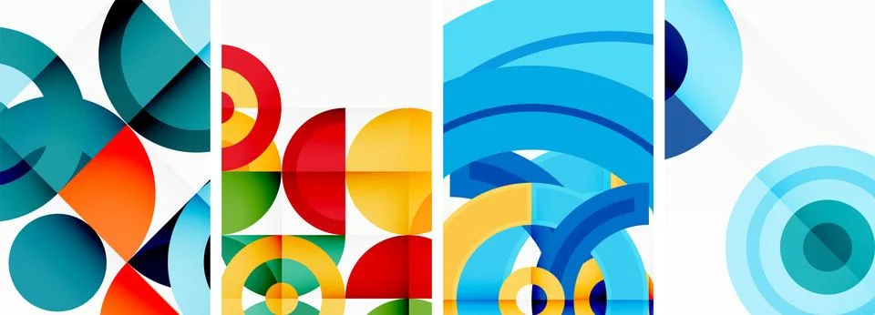 Round geometric elements and circles in background design for wallpaper 库存插图