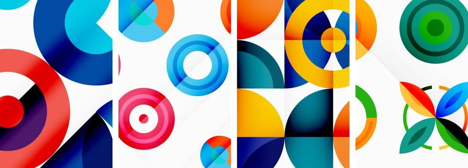 Round geometric elements and circles in background design for wallpaper Stockillustratie