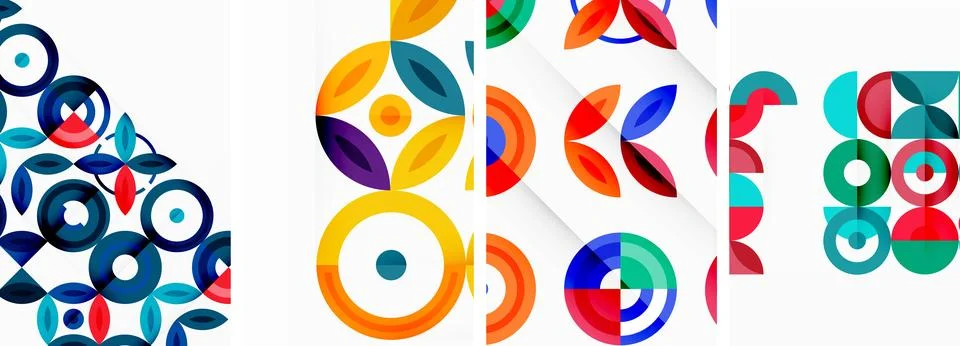 Round geometric elements and circles in background design for wallpaper 스톡 일러스트