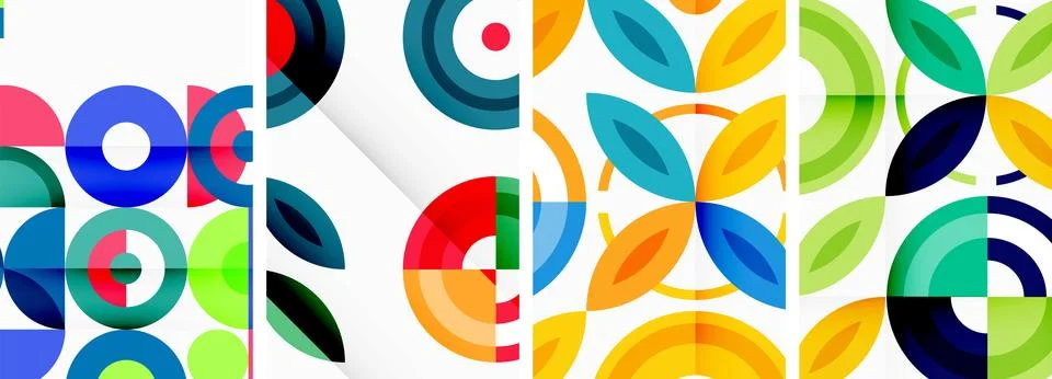 Round geometric elements and circles in background design for wallpaper Illustrazione stock