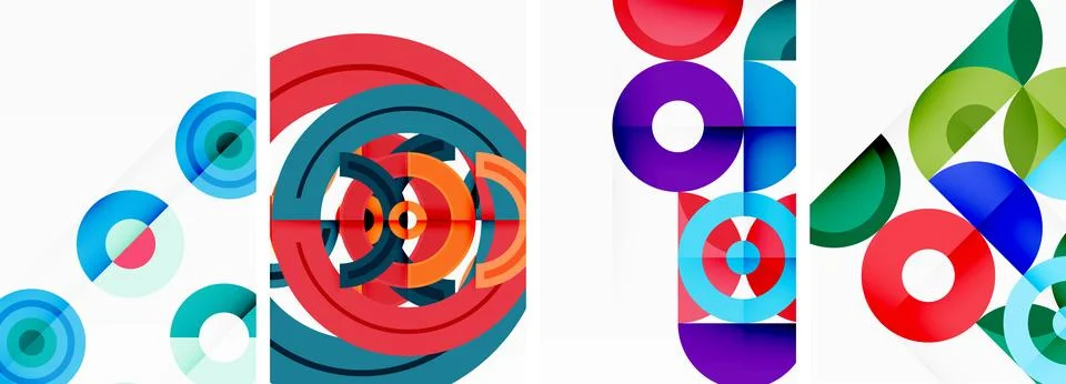 Round geometric elements and circles in background design for wallpaper Stock Illustration