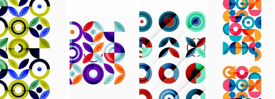 Round geometric elements and circles in background design for wallpaper Stock Illustration