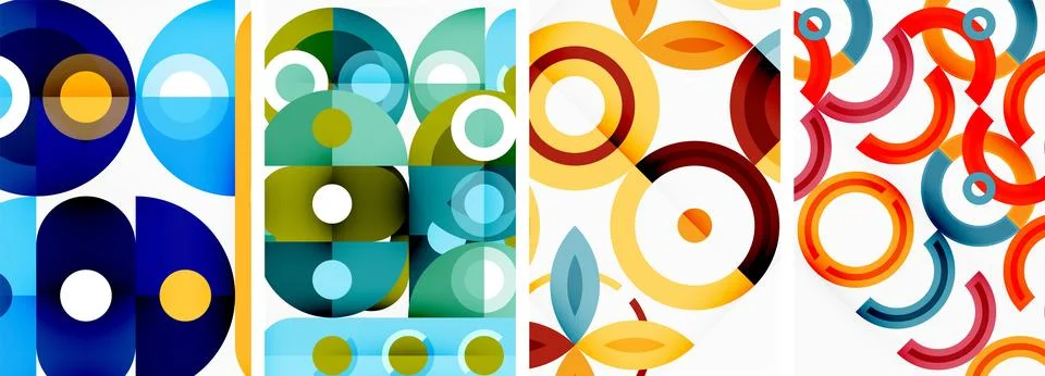 Round geometric elements and circles in background design for wallpaper Stock Illustration