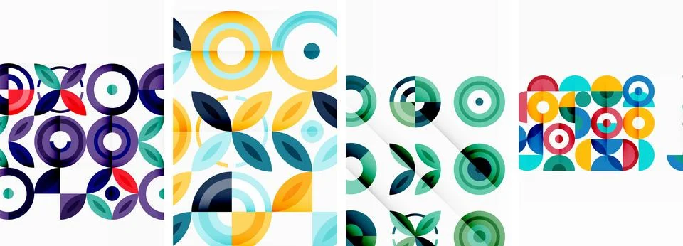 Round geometric elements and circles in background design for wallpaper Stock Illustration