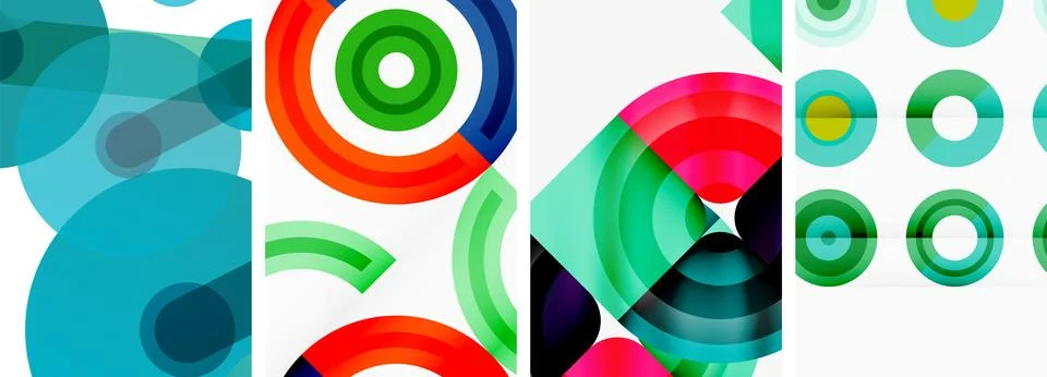 Round geometric elements and circles in background design for wallpaper Stock Illustration