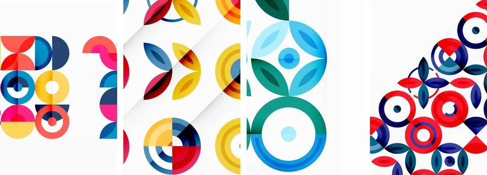 Round geometric elements and circles in background design for wallpaper Illustrazione stock
