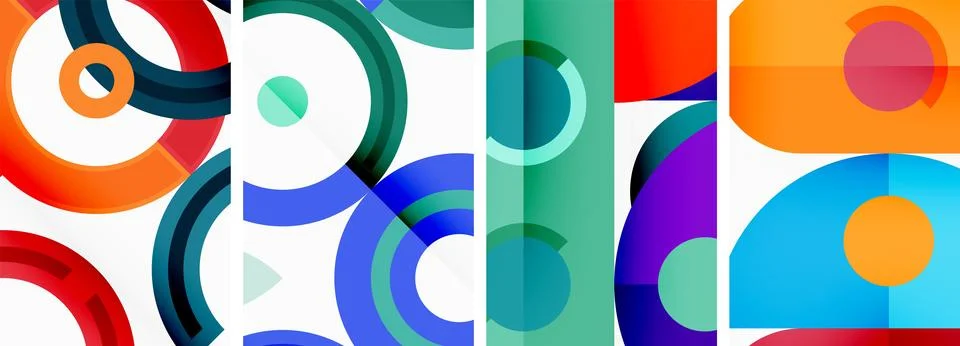 Round geometric elements and circles in background design for wallpaper イラスト素材