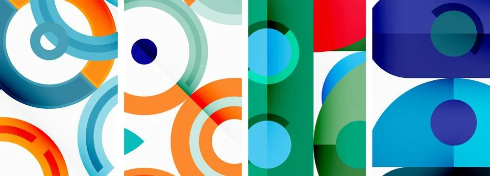 Round geometric elements and circles in background design for wallpaper Stock Illustration