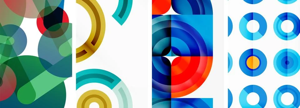 Round geometric elements and circles in background design for wallpaper Stock Illustration